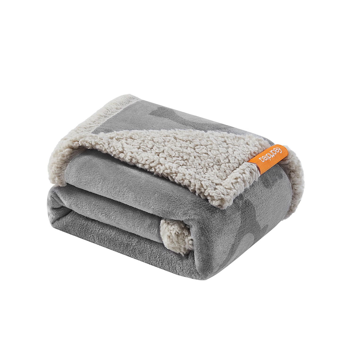 Veekindel koeratekk 101 x 73 cm, hall, Sherpa ja flanell, masinpestav