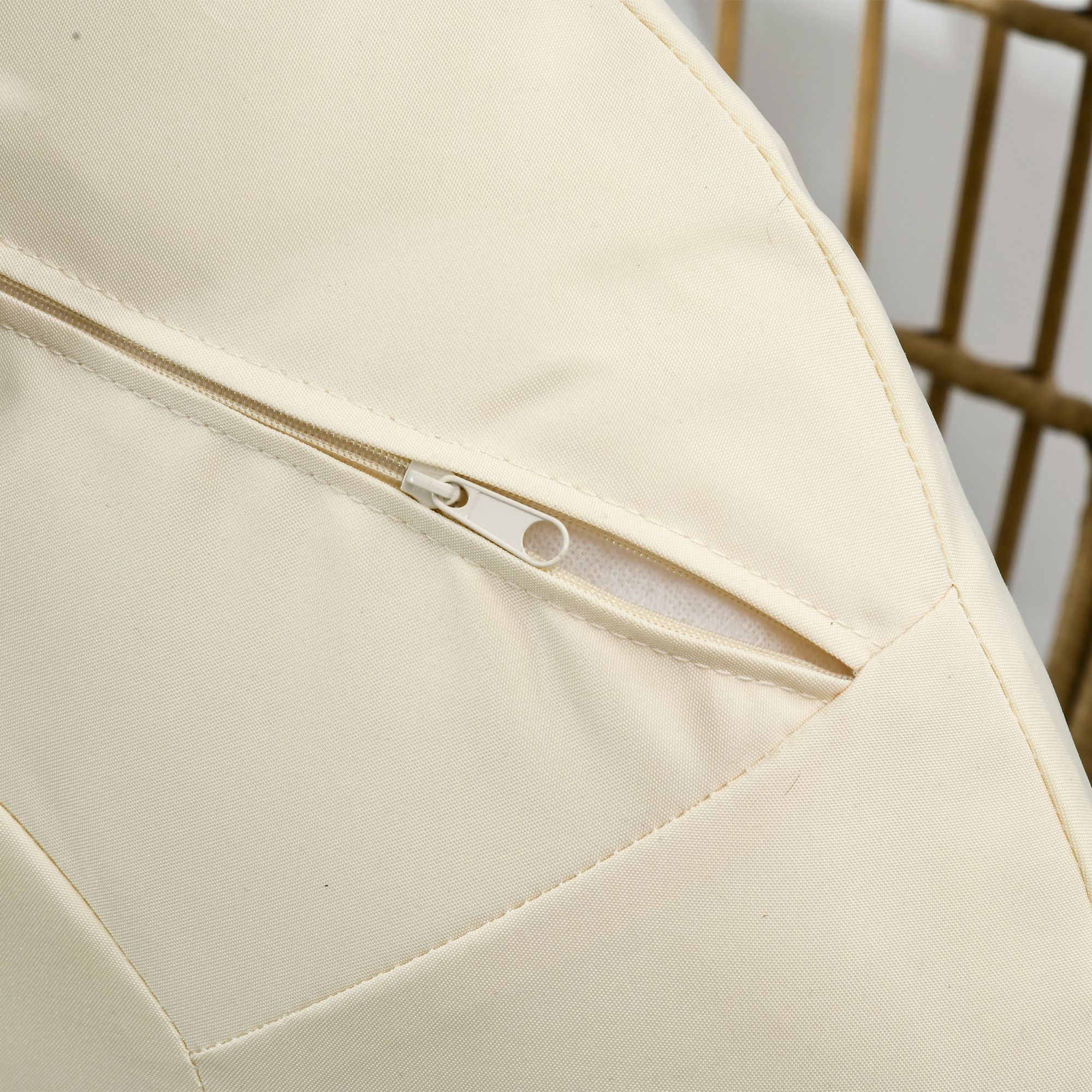 Kabantis kiaušinio formos krėslas iš ratano imitacijos, khaki ir beige, 105 x 90 x 148 cm - Image 9
