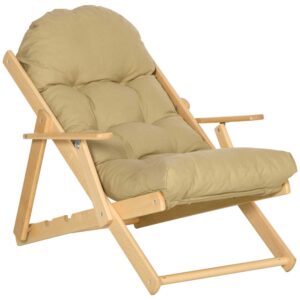 Relax kėdė, reguliuojamas atlošas, buko medienos rėmas, ruda, iki 120 kg