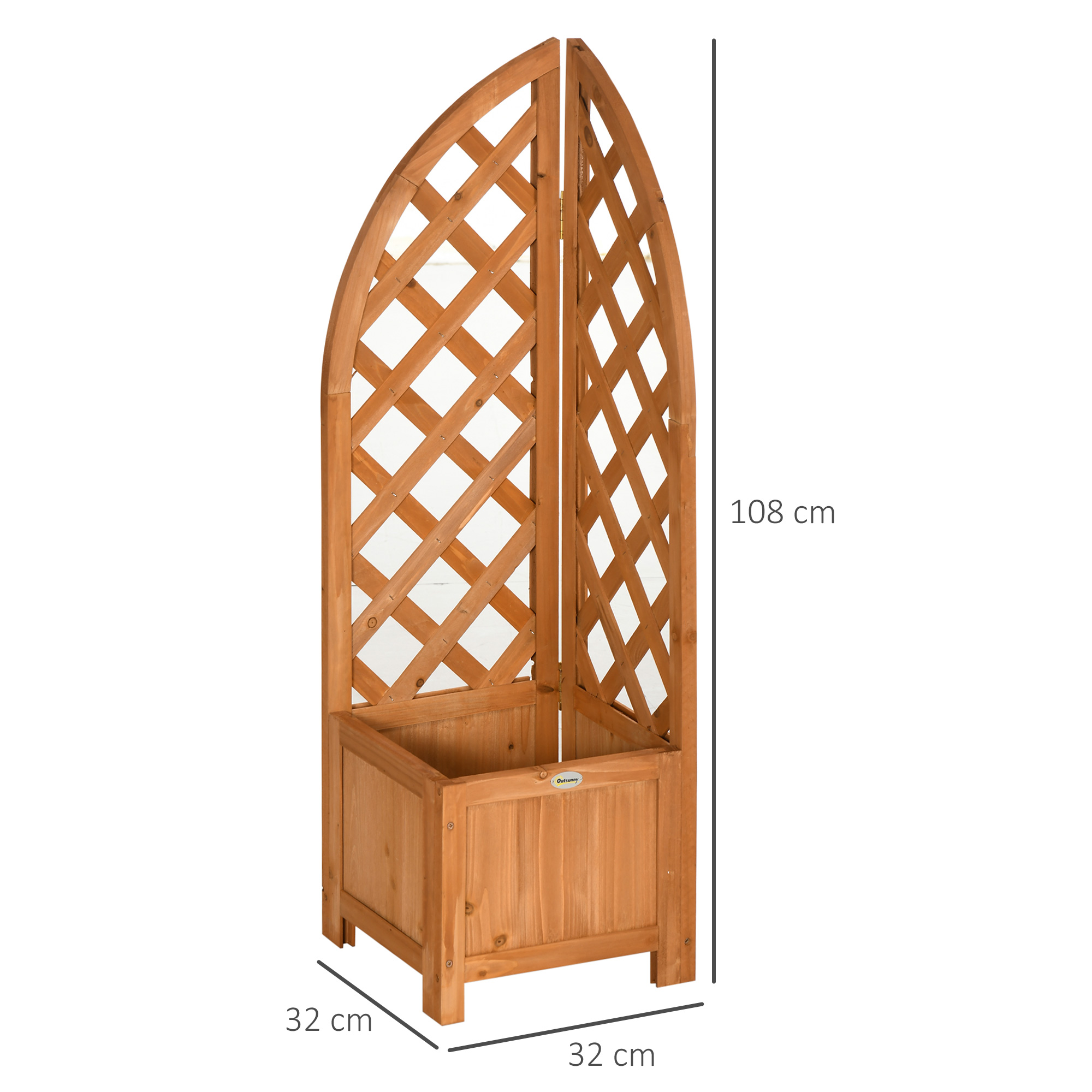 Kampinis gėlių lovelis su grotelėmis, ruda, 32 x 32 x 108 cm - Image 3
