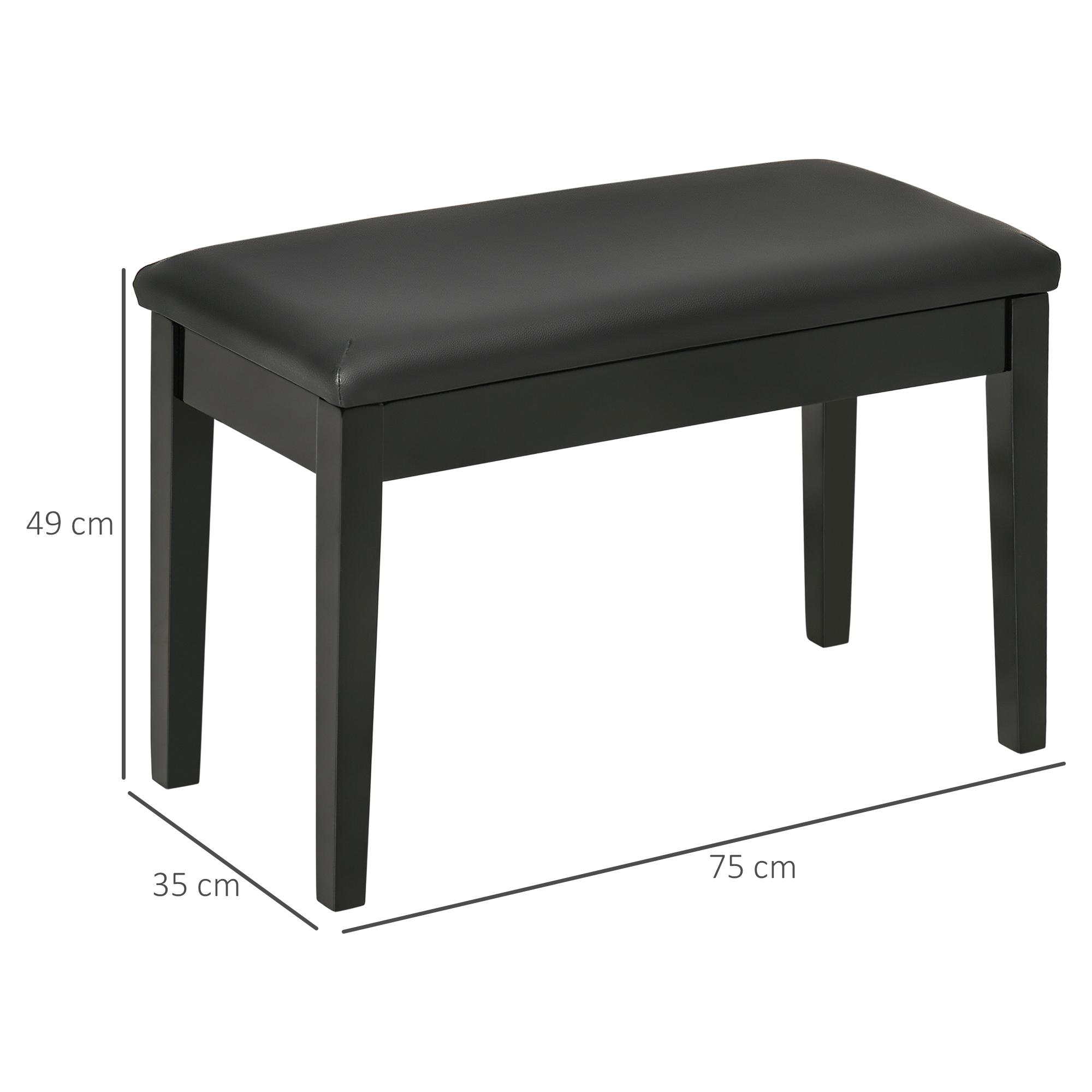 Pianopenkki yhdelle hengelle, musta, 75 x 35 x 49 cm - Image 3
