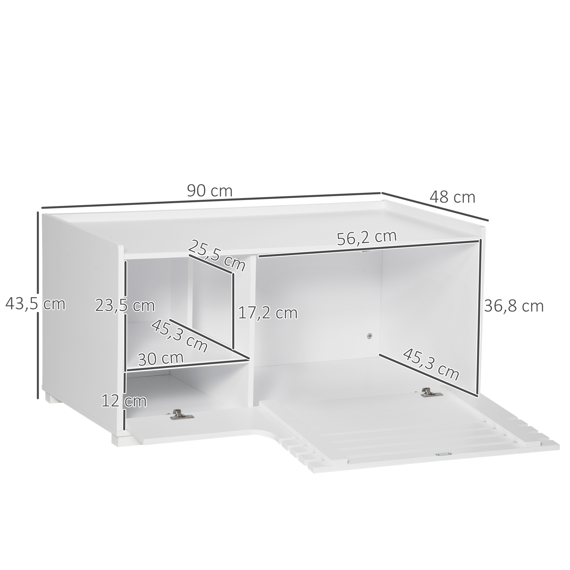 Kissan hiekkalaatikkokaappi 2 hyllyllä, 2-in-1-muotoilu, magneettiovi, valkoinen - Image 3
