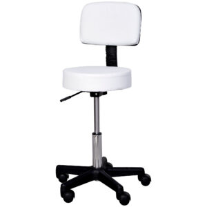 Reguleeritav ratastel taburet seljatoega, valge, Ø35 cm, 72–84 cm