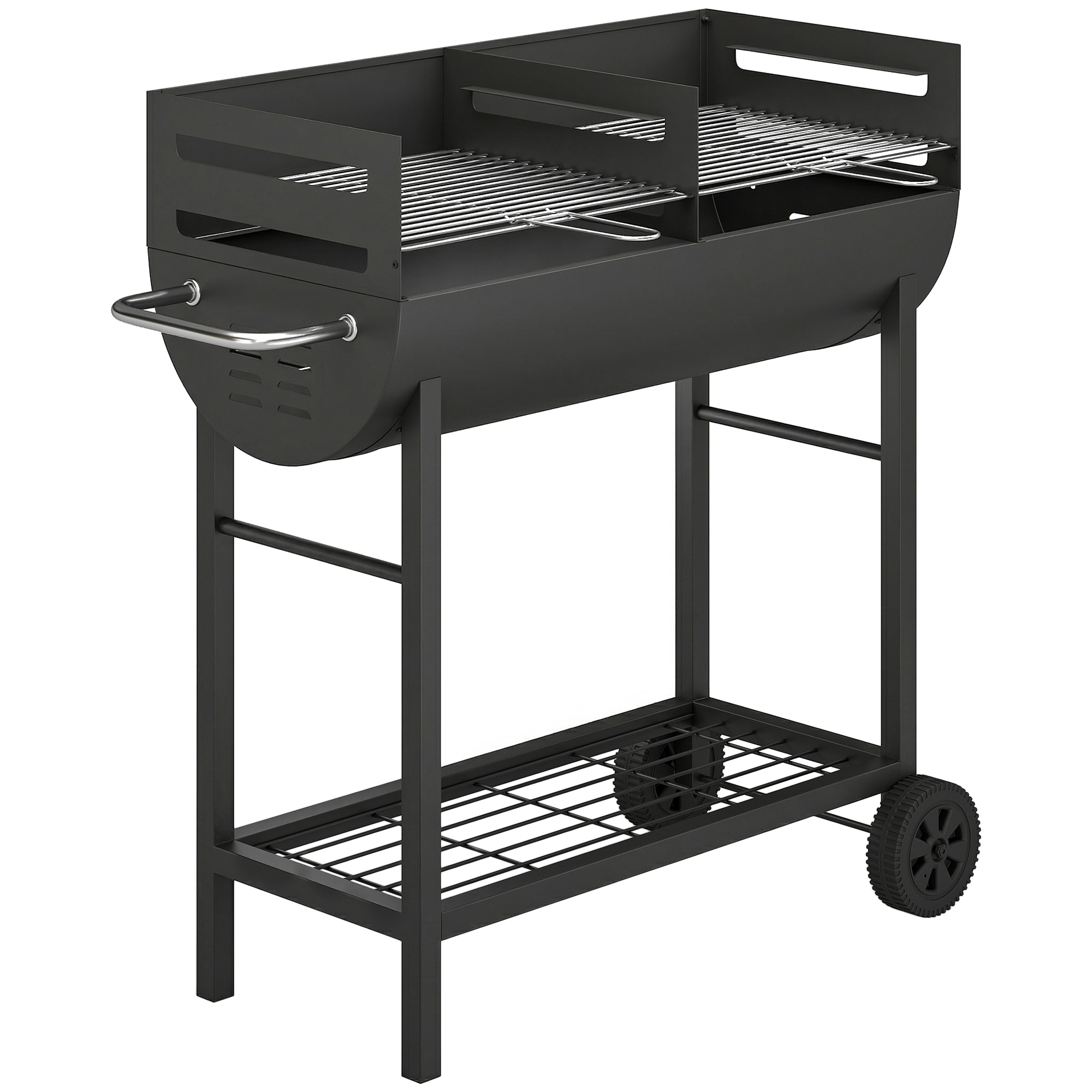 Söegrill ratastel, must, 103 x 46,5 x 100 cm