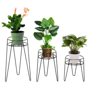 3-osaline metallist lillealuste komplekt, must, kuni Ø16 cm