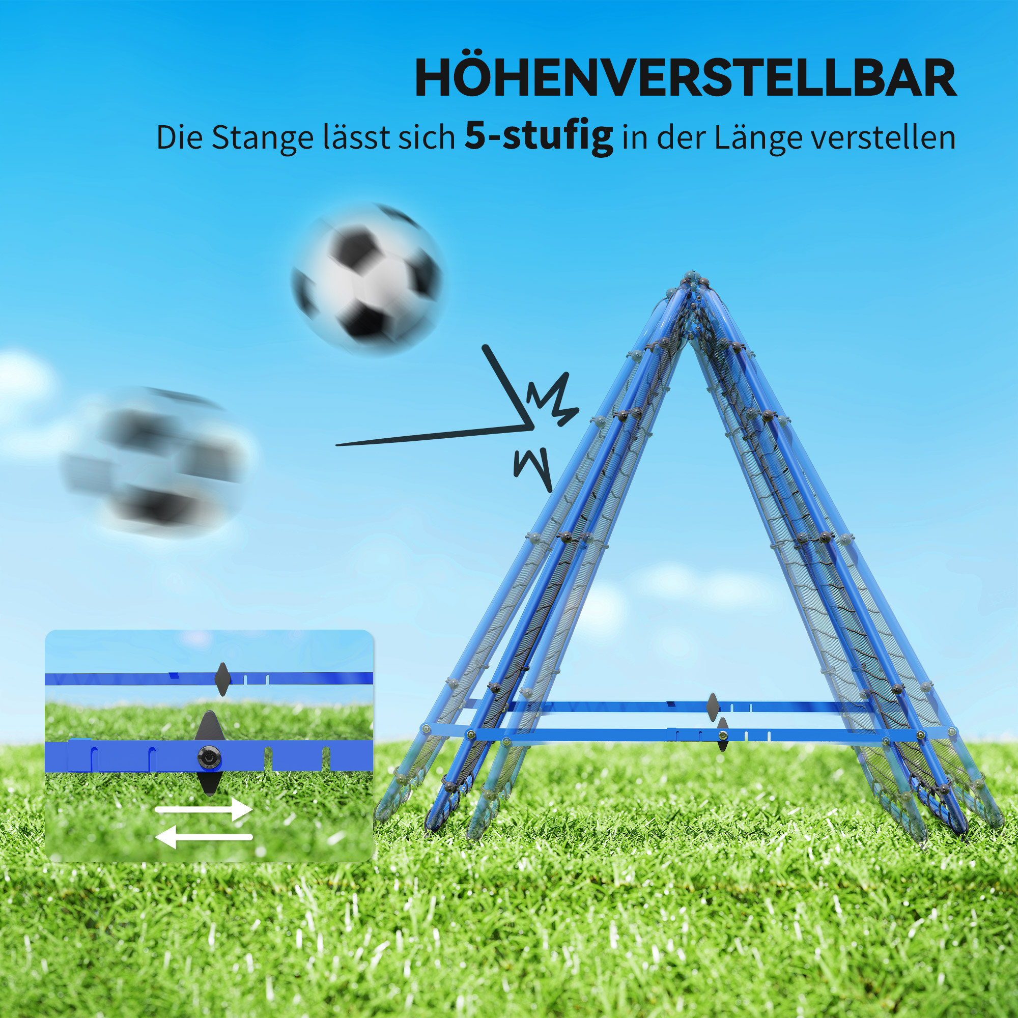 Kaksipuolinen jalkapallon rebounder säädettävällä kulmalla, sininen, 100 x 68-95 x 90 cm - Image 4