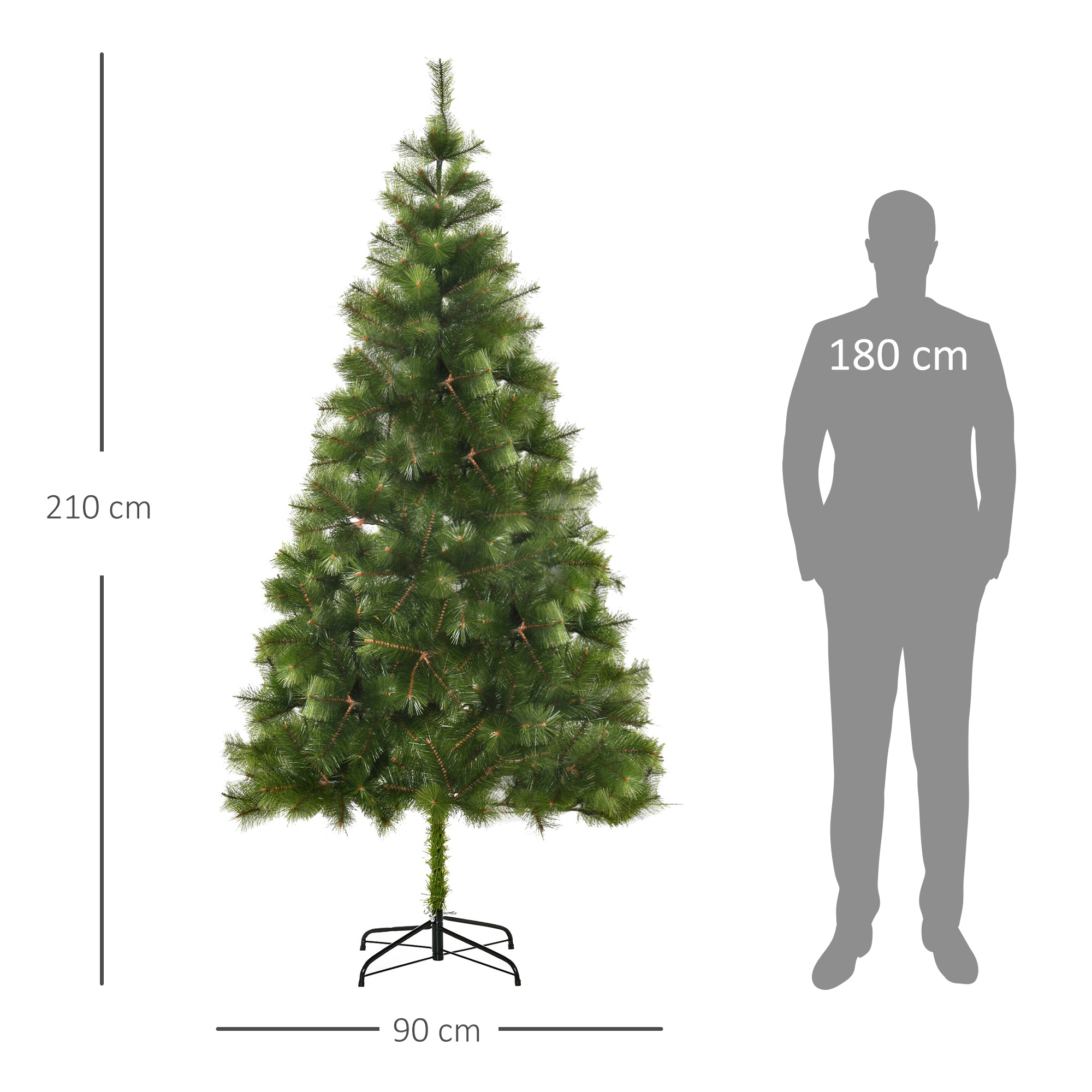Tekojoulukuusi 210 cm, vihreä, PET ja metalli, 505 oksankärjellä - Image 3