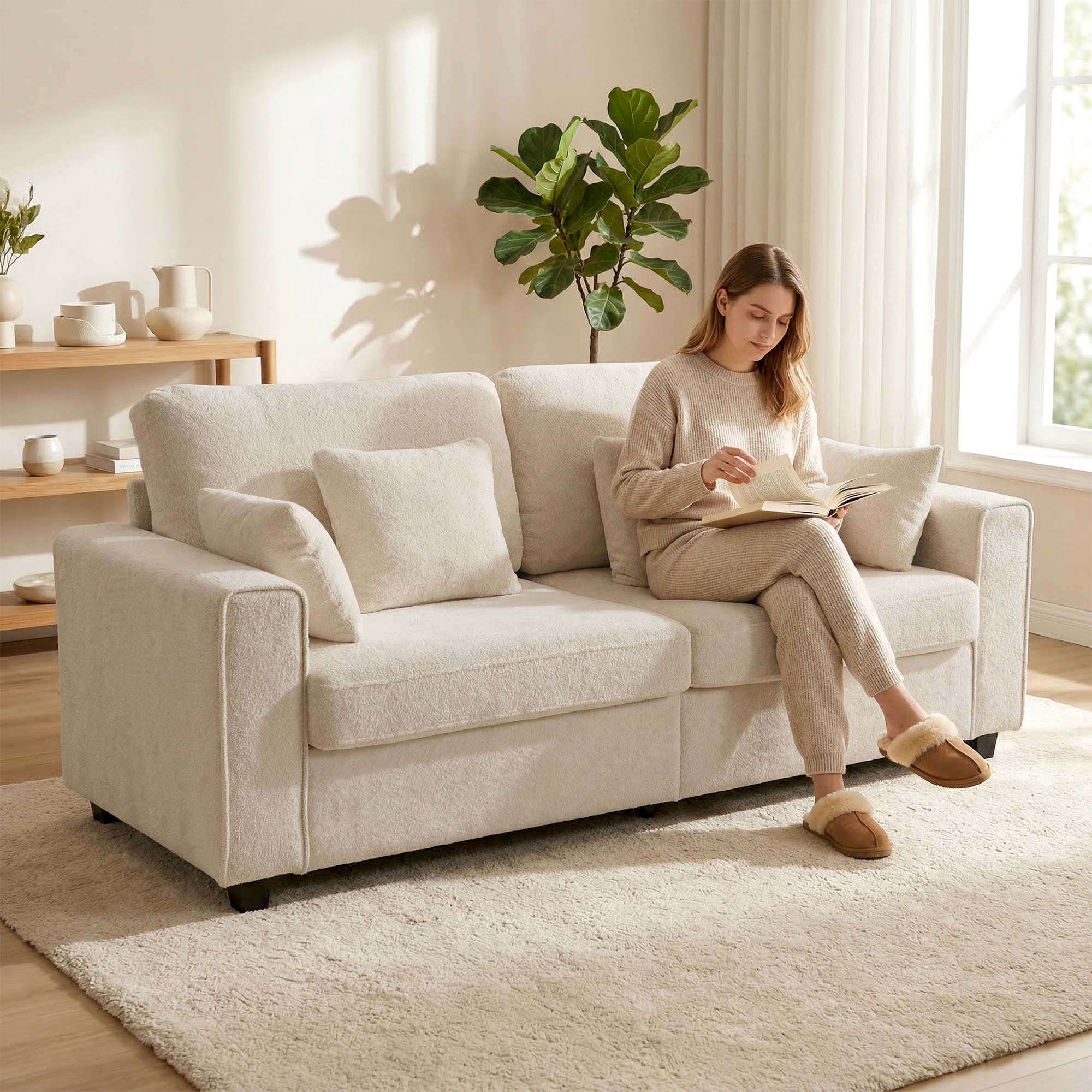 3-istuttava sohva, beige, 211,5 x 85 x 90 cm - Image 2
