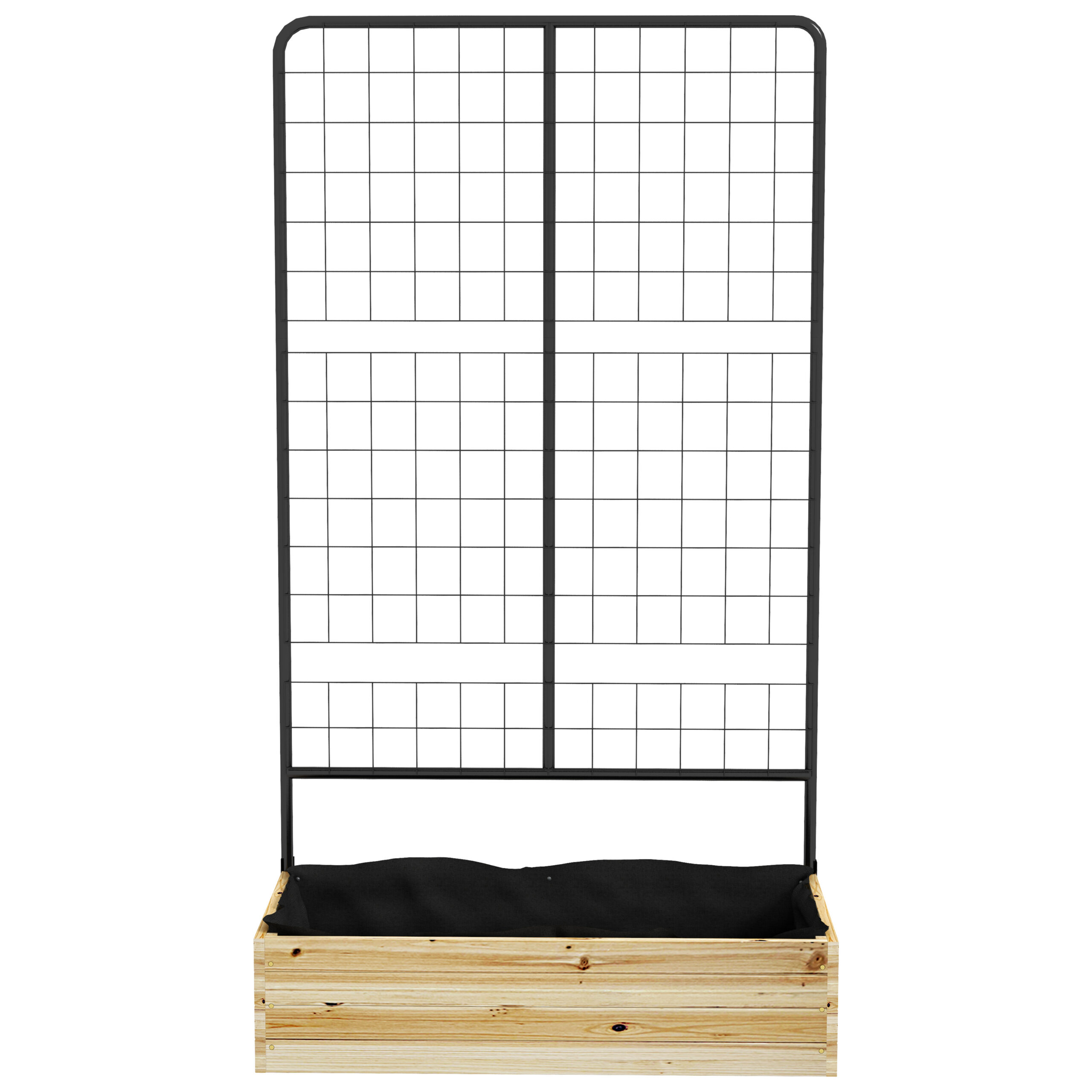 Pakelta lysvė su grotelių atrama, natūrali mediena, juoda, 80 x 38 x 145 cm - Image 9