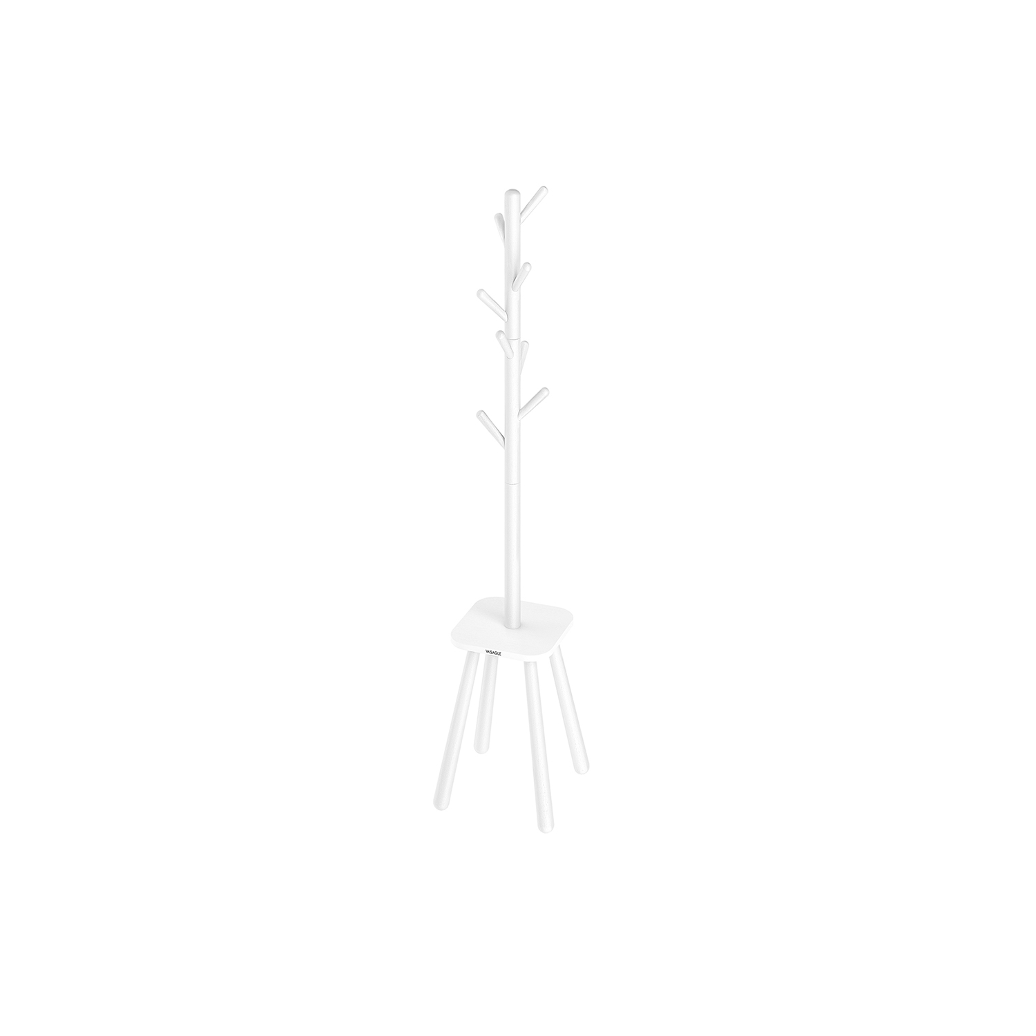 Drēbju statīvs ar 8 āķiem un plauktu, 34,7 x 34,7 x 170,5 cm, balts