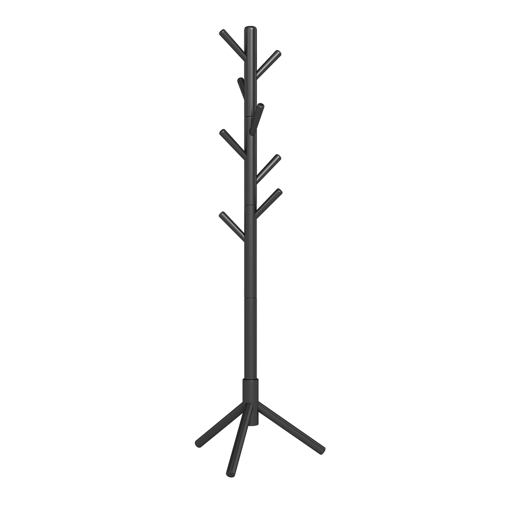 Vapaasti seisova naulakko puun muotoinen, kumipuuta, 8 koukkua, 47 x 47 x 175 cm, musta - Image 2