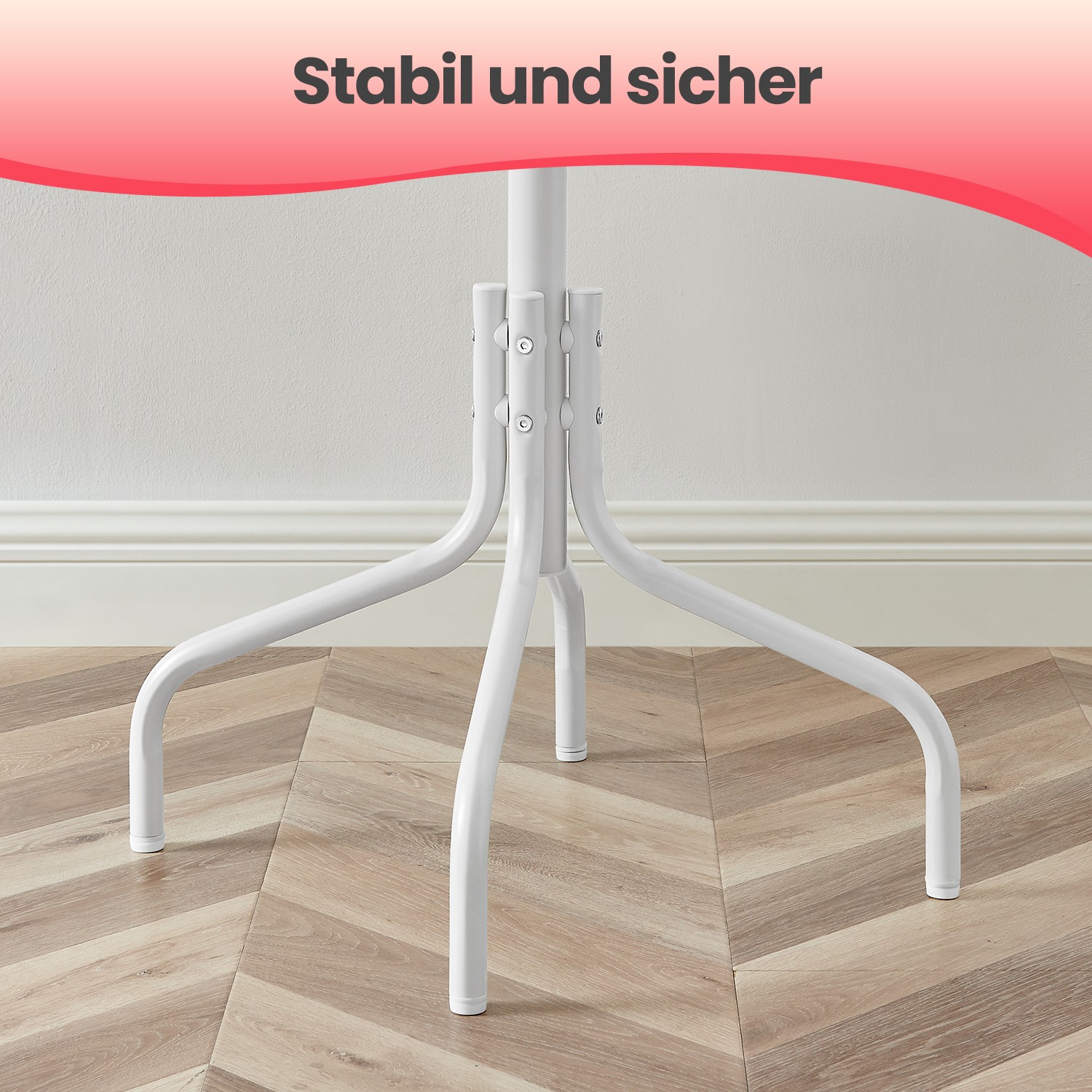 Pastatoma drabužių kabykla iš plieno su 12 kabliukų, 55 x 55 x 180 cm, balta - Image 3