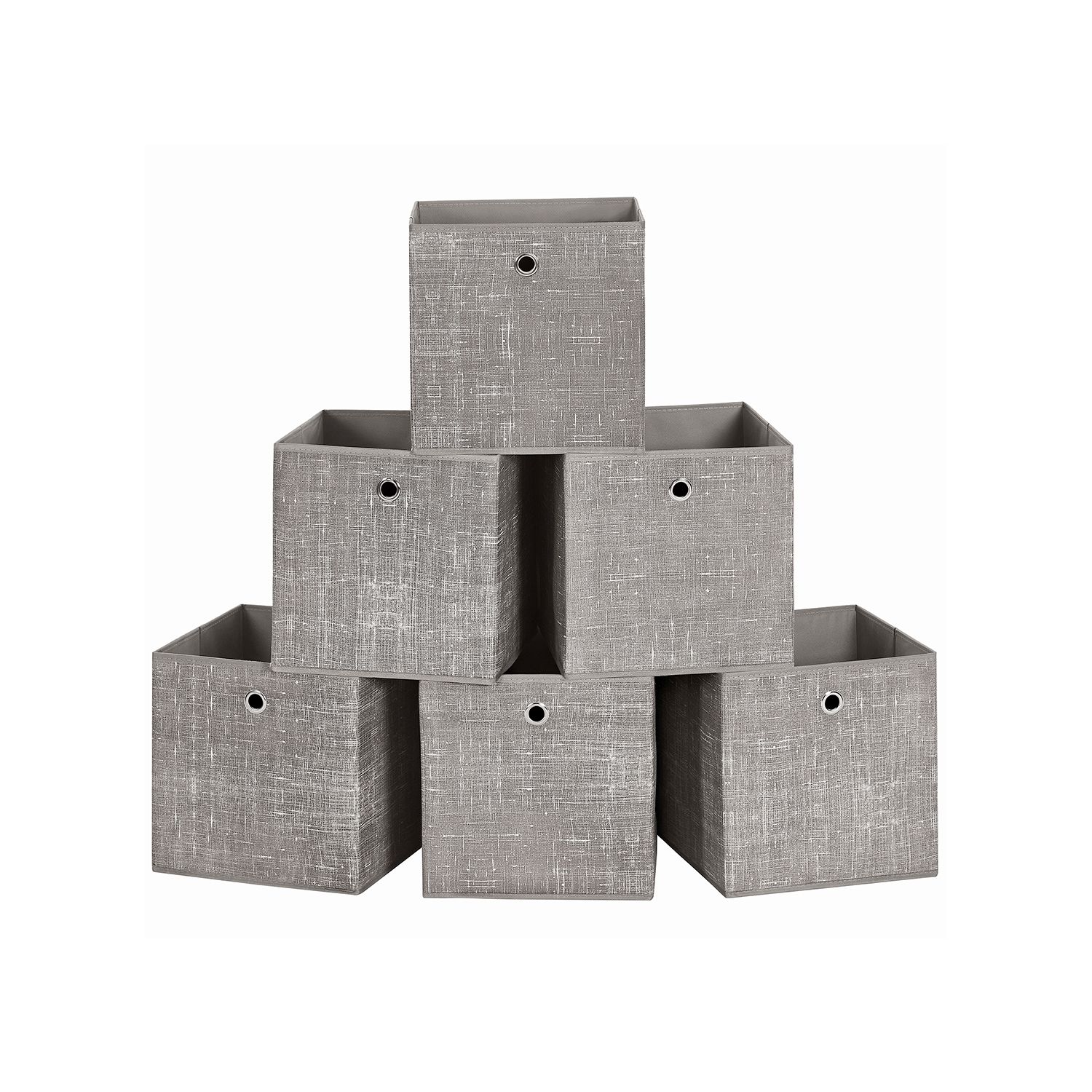 Hoiukastid, 6 tk, 30 x 30 x 30 cm, kartongist ja lausriidest, taupe melange