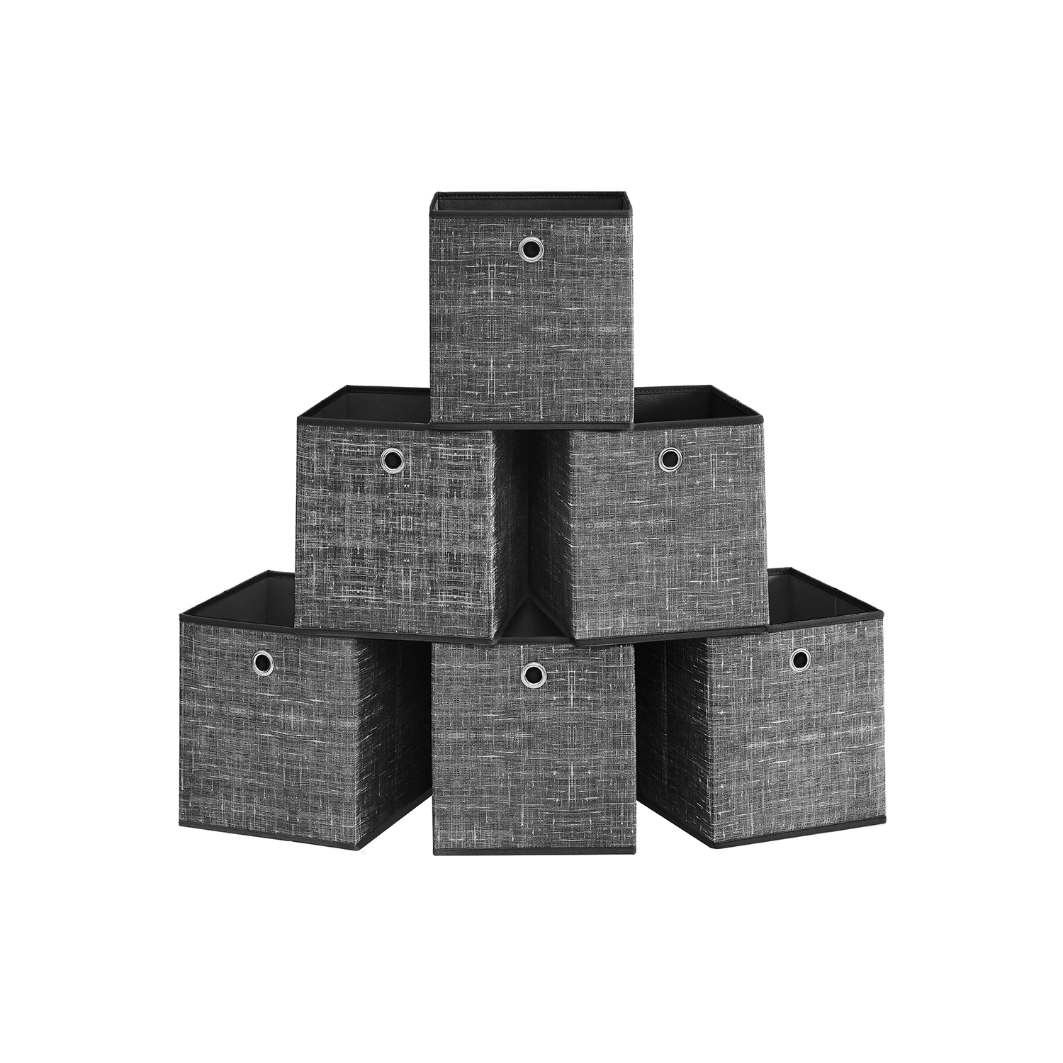 Hoiukastide komplekt, 6 tk, 26 x 26 x 28 cm, must melange, lausriidest