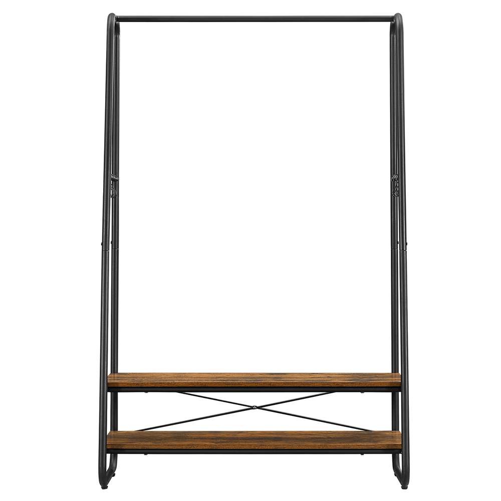 Drabužių stovas su 2 lentynomis ir 6 S formos kabliukais, plienas, 100 x 45 x 160 cm - Image 2