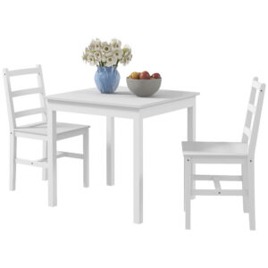 3-osaline söögitoakomplekt, valge, männipuit, 75 x 75 x 75 cm