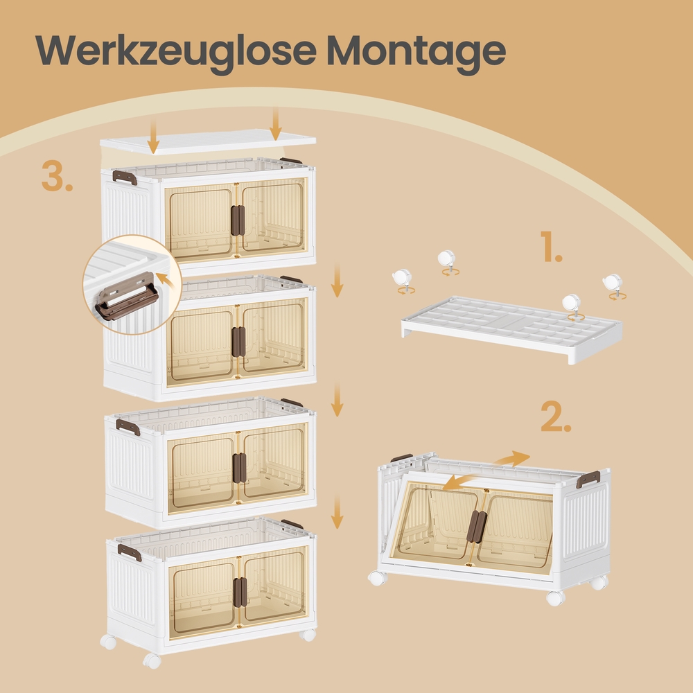 Daiktų laikymo organizatorius su ratukais, 4 aukštų, su dangčiais, 220 l, baltas - Image 6