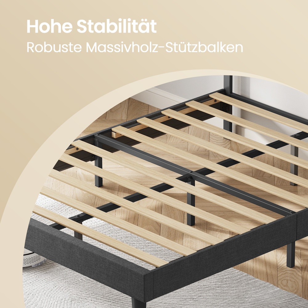 Dvigulės lovos rėmas 140 x 190 cm čiužiniui, reguliuojamas paminkštintas galvūgalis, pilkas - Image 8
