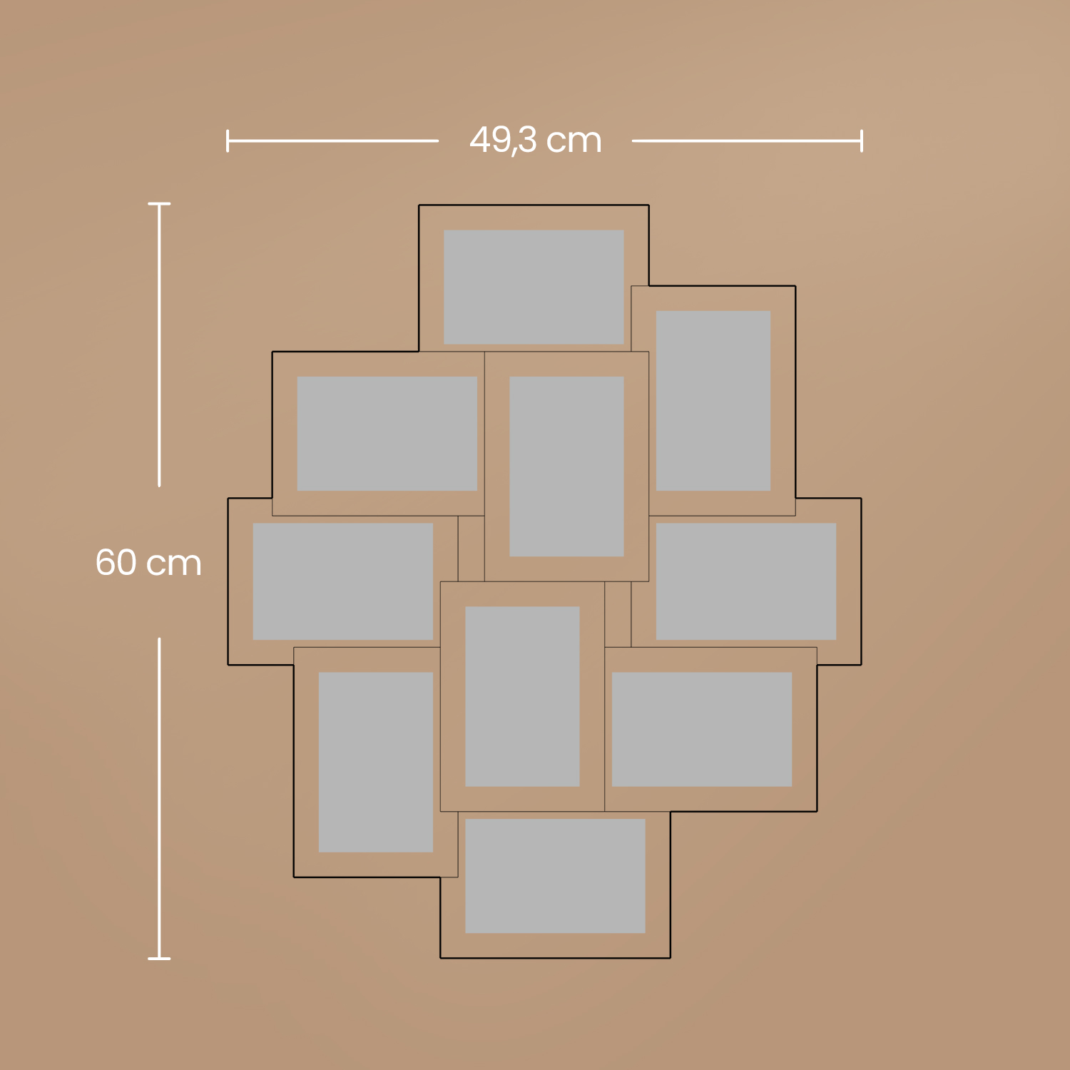 Pildiraamide kollaaž 10 fotole, 60 x 49,3 x 3,6 cm, must - Image 5