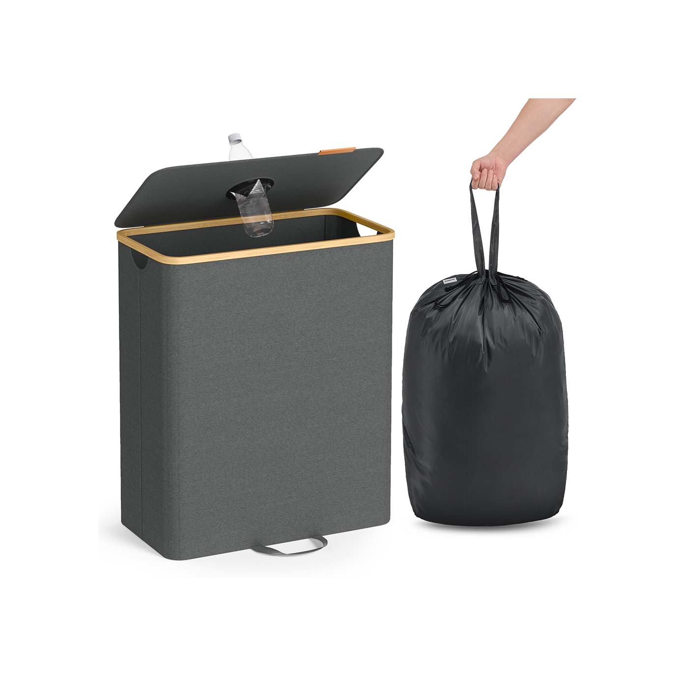 Palautuspullojen keräysastia, 135 l, 52,5 x 38,5 x 70,5 cm, liuskekivenharmaa-beige