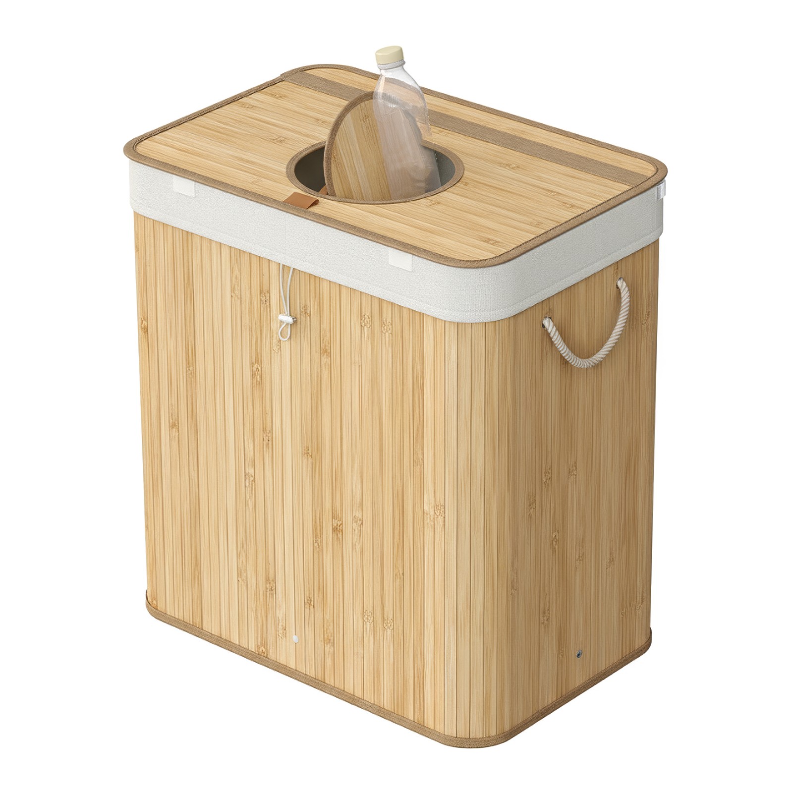 Depozīta pudeļu savākšanas konteiners, 95 l, bambuss, bēšs, 50,5 x 40,5 x 61 cm - Image 2