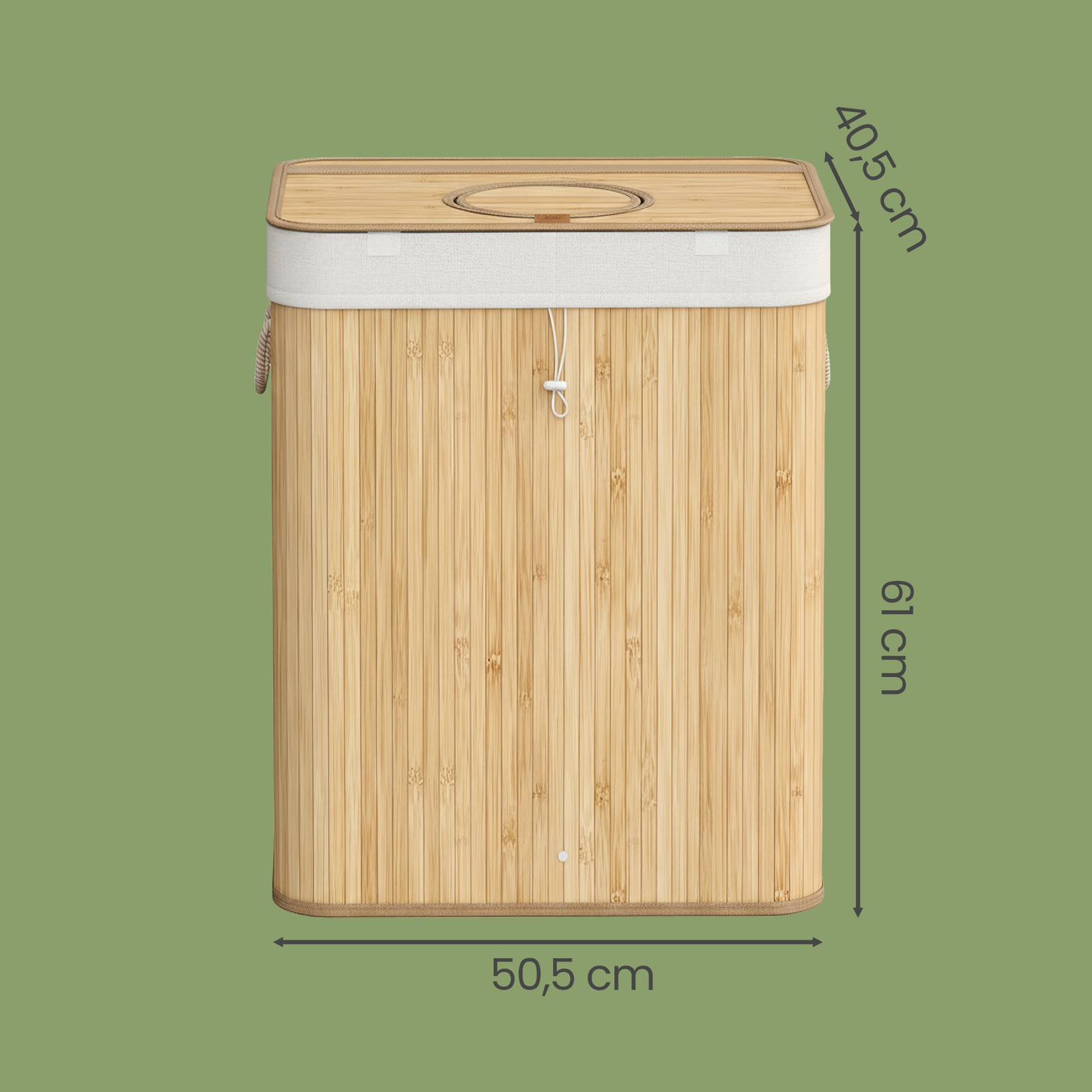 Depozīta pudeļu savākšanas konteiners, 95 l, bambuss, bēšs, 50,5 x 40,5 x 61 cm - Image 3