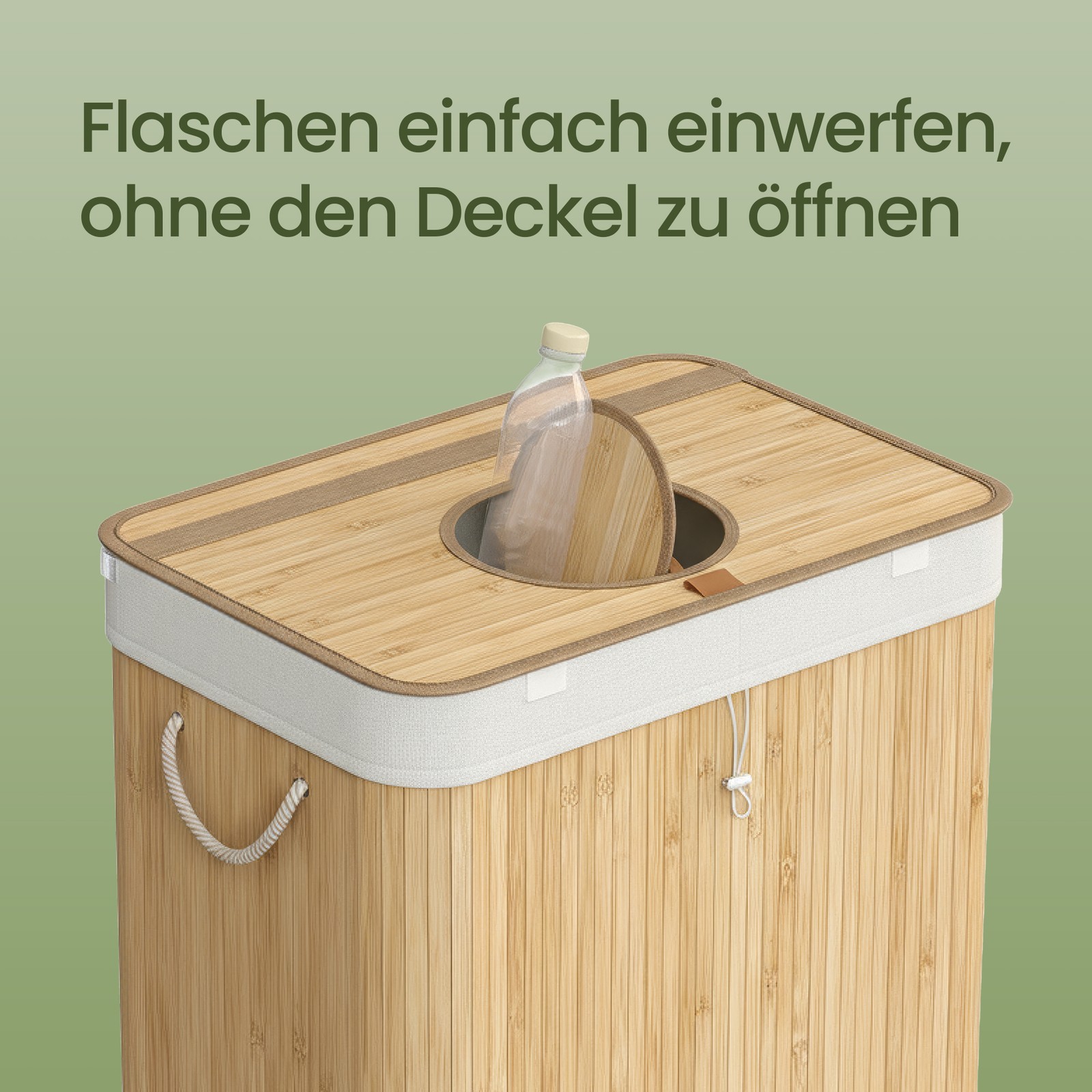 Depozīta pudeļu savākšanas konteiners, 95 l, bambuss, bēšs, 50,5 x 40,5 x 61 cm - Image 9