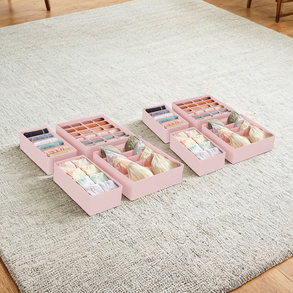 Sahtlisahtlite organiseerijate komplekt aluspesule, 8 tk, kokkupandav, roosa