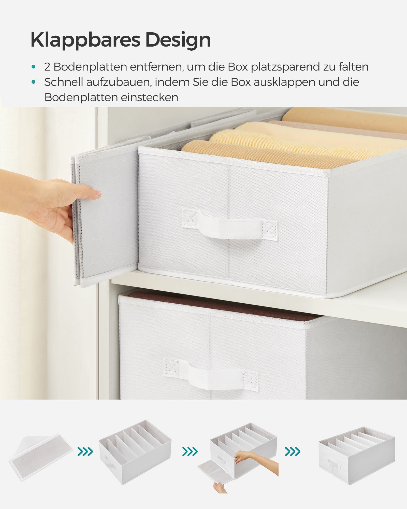 Skapja organizators ar 6 nodalījumiem, salokāms, 4 gab., 42 x 30 x 17 cm, klasiski balts - Image 7