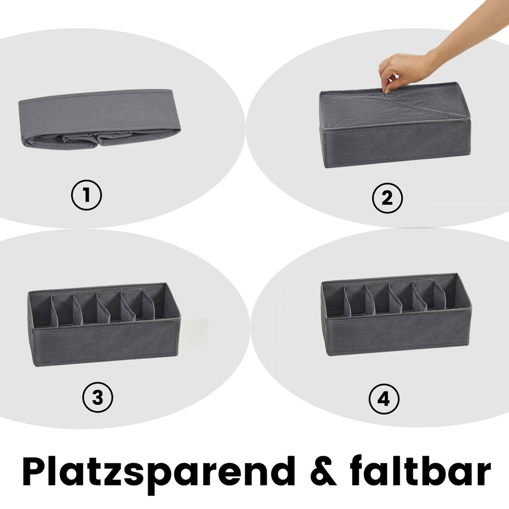 Kokkupandavate sahtlisisude komplekt, 8-osaline, hallid kangast karbid riidekapile - Image 2