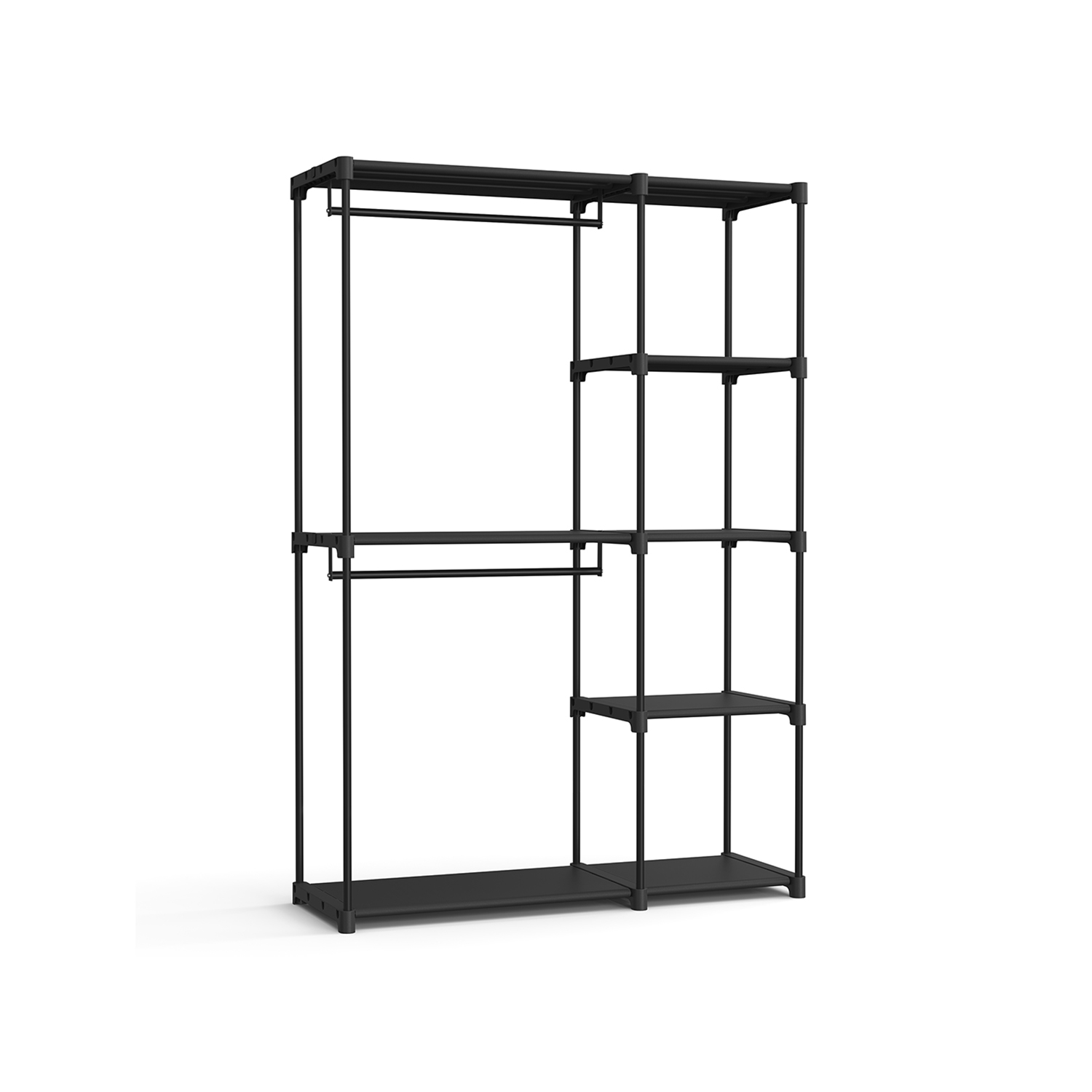 Avoin vaatekaappi vaatetangoilla, 43 x 124 x 182 cm, musta