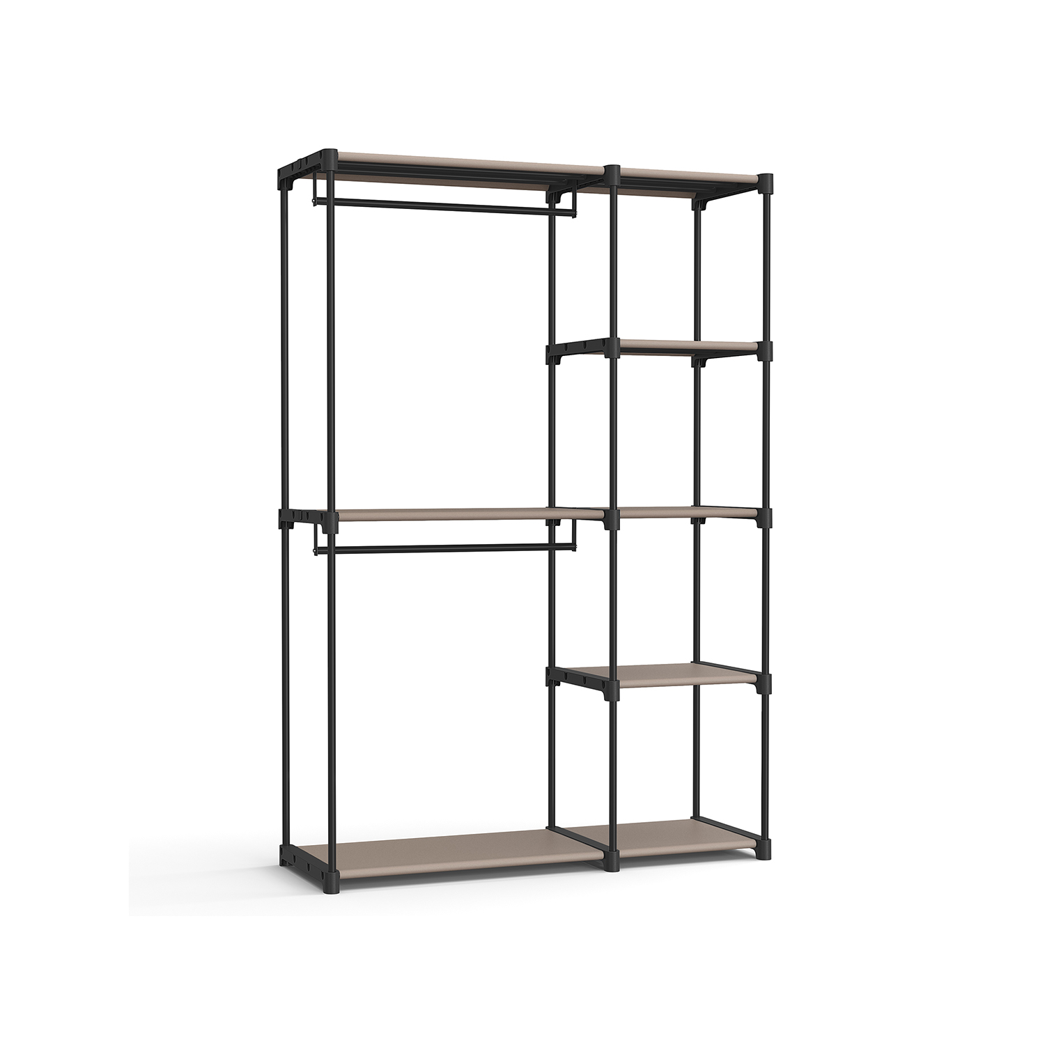 Avoin vaatekaappi vaatetangoilla, 43 x 124 x 182 cm, taupe