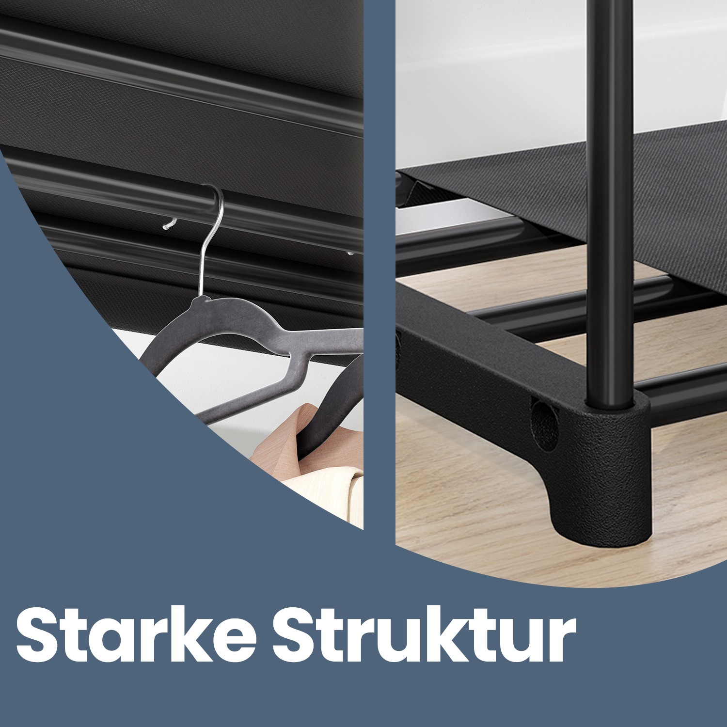Atvērts drēbju skapis ar drēbju stieņiem, taupe, 43 x 124 x 182 cm - Image 4