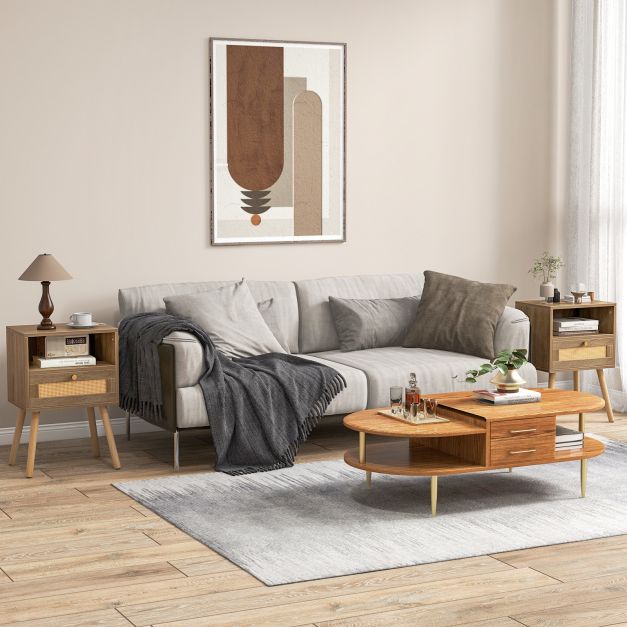 Rottinkiyöpöytä 2 kpl, luonnonväri - Image 2