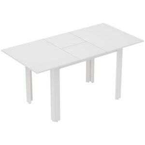 Laiendatav söögilaud, 120-160 x 80 cm, kõrgläikega valge, MDF