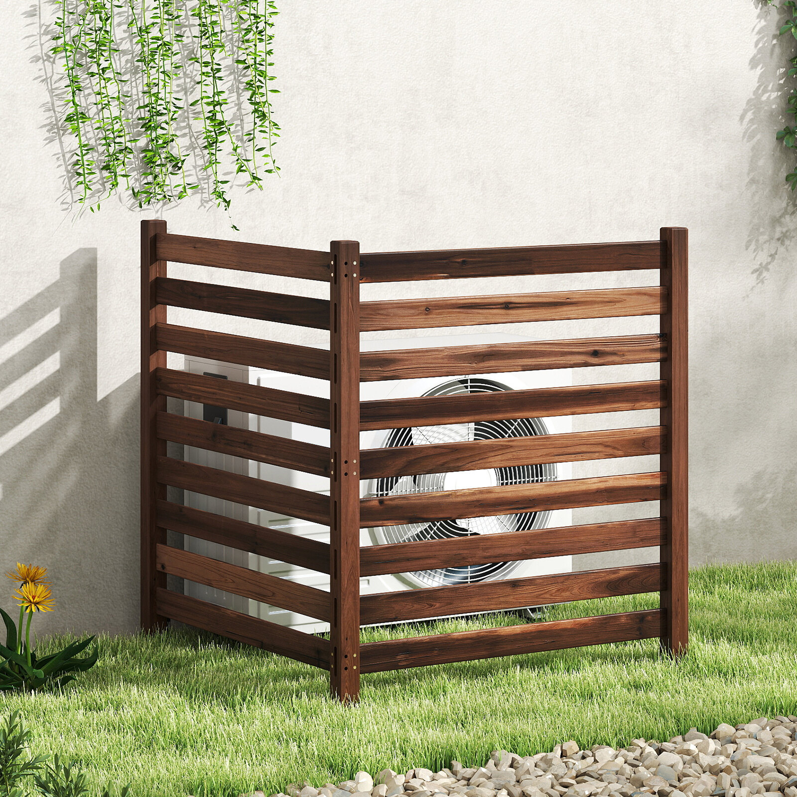 Aia piirdeaed, 2-osaline komplekt, must, puit ja metall, 98 x 107 cm