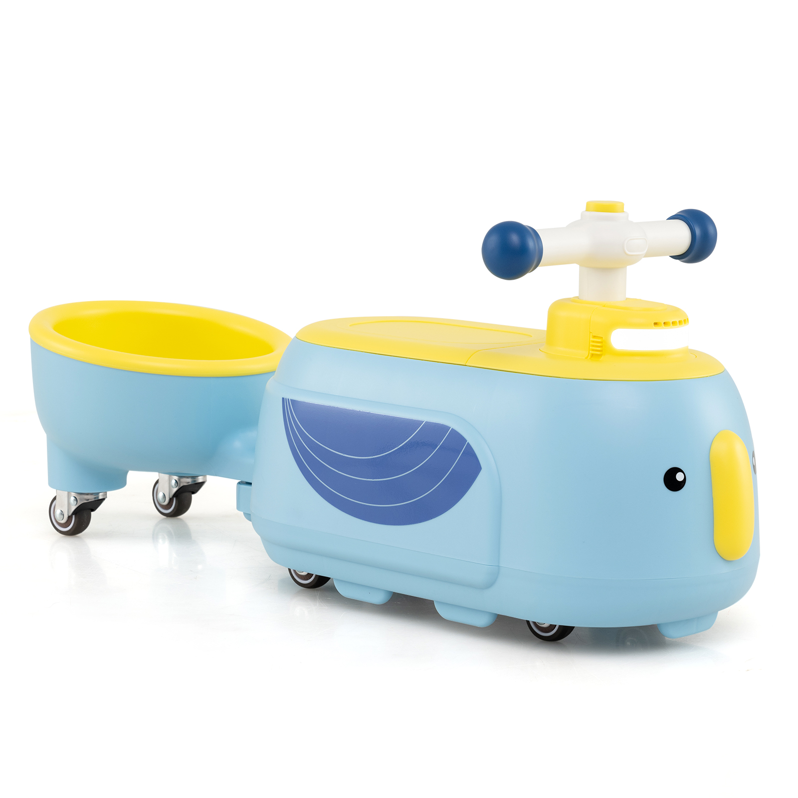 Vaikiškas stumiamas automobilis su priekaba, mėlynas, 71 x 24 x 31 cm - Image 6
