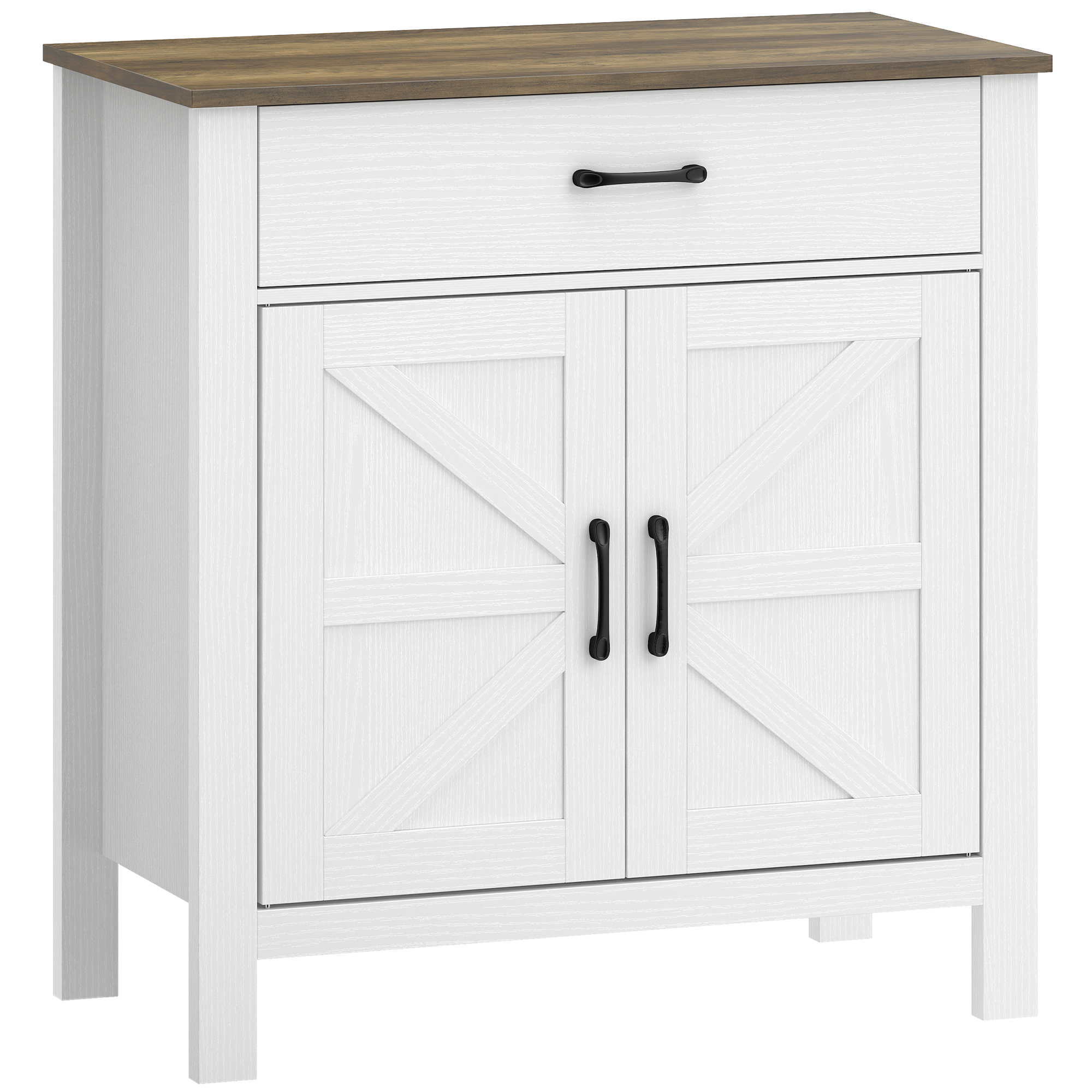 Sideboard kapp, valge ja antiikpruun, 77 x 39,3 x 81,5 cm