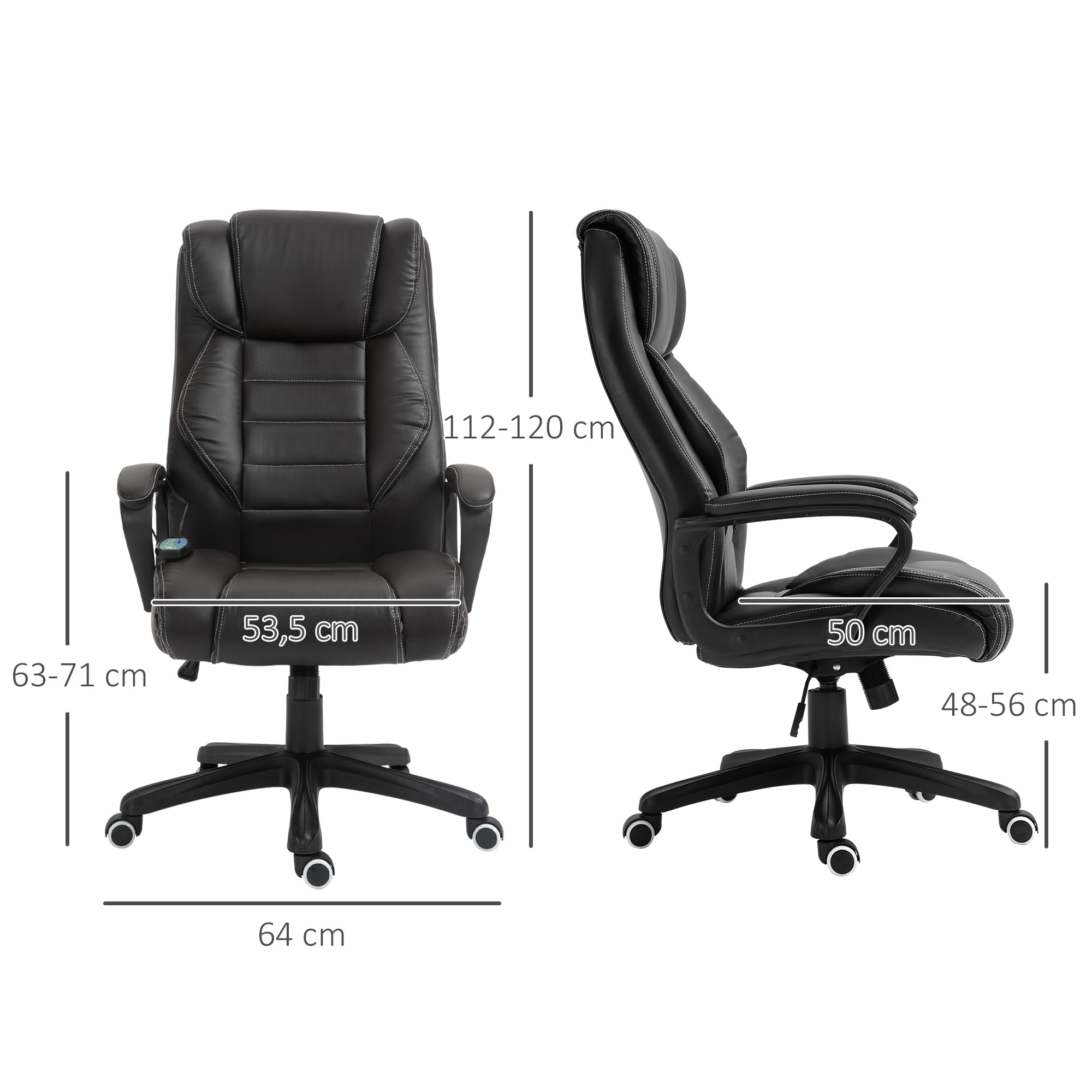 Hierontatoiminnolla varustettu toimistotuoli, ruskea, 120 kg, 64 x 74 x 112-120 cm - Image 3