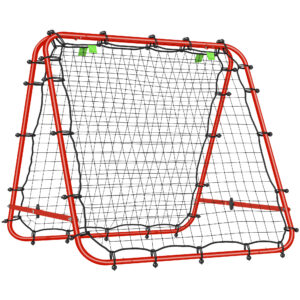 Sulankstomas futbolo rebounderio tinklas, metalinis rėmas, raudonas, 100 x 68-95 x 90 cm