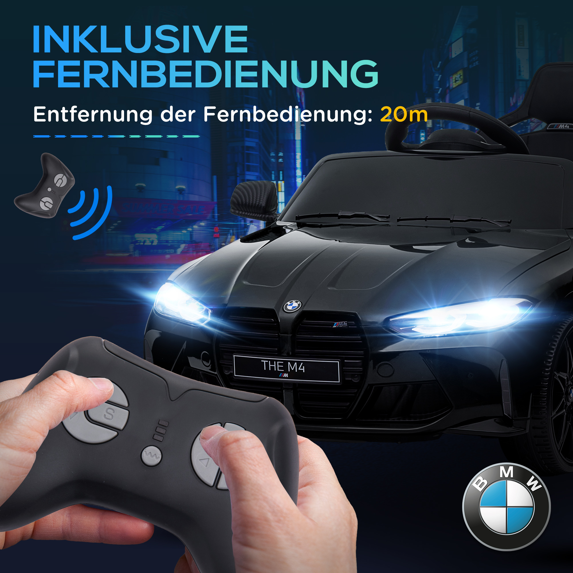 BMW M4 elektrinis vaikiškas automobilis, juodas, 108 x 69,5 x 51 cm - Image 8