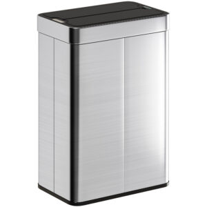 Sensora atkritumu tvertne, 55 l, melna, sudraba, nerūsējošais tērauds, 41 x 26,5 x 59 cm