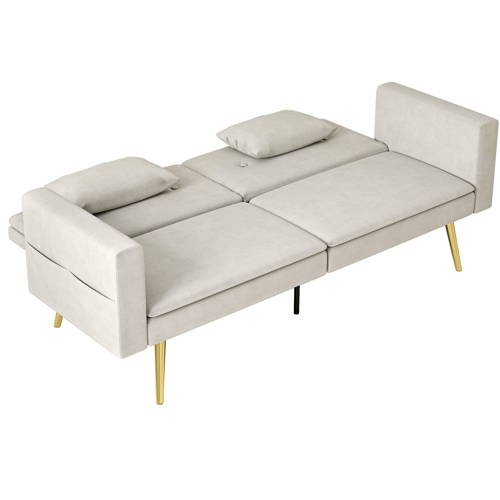 2 vietu sofa-guļamā gulta, regulējama atzveltne, smilškrāsas, 181 x 73 x 78,5 cm