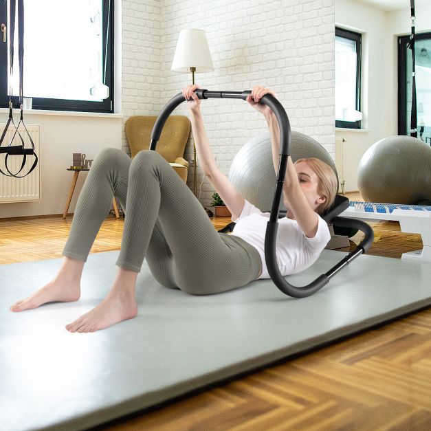 AB treniruoklis fitness crunch workout exerciser su galvos atrama, juodas - Image 2