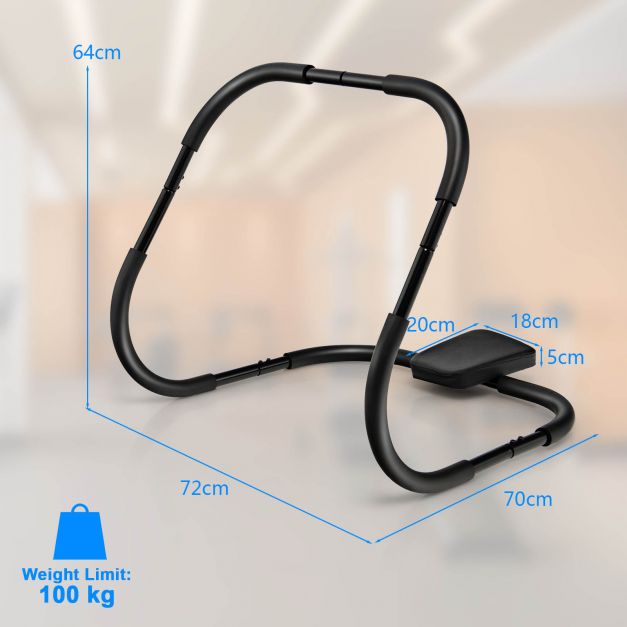 AB treniruoklis fitness crunch workout exerciser su galvos atrama, juodas - Image 4