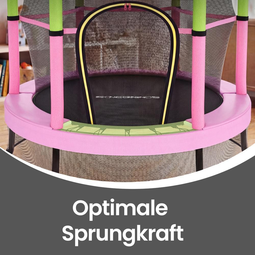 Lasten trampoliini, 174 cm, turvaverkolla ja reunasuojalla, vaaleanpunainen - Image 5