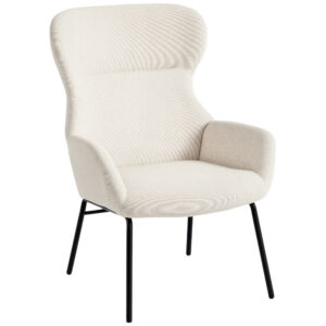 Mugav aktsenttool wingback stiilis, kõrge seljatugi, 11 cm iste, kreemvalge