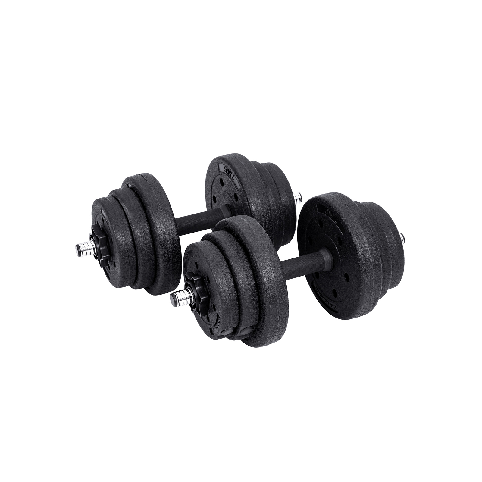 Käsipainosarja 20 kg, 2 kpl, musta, yhdysputkella