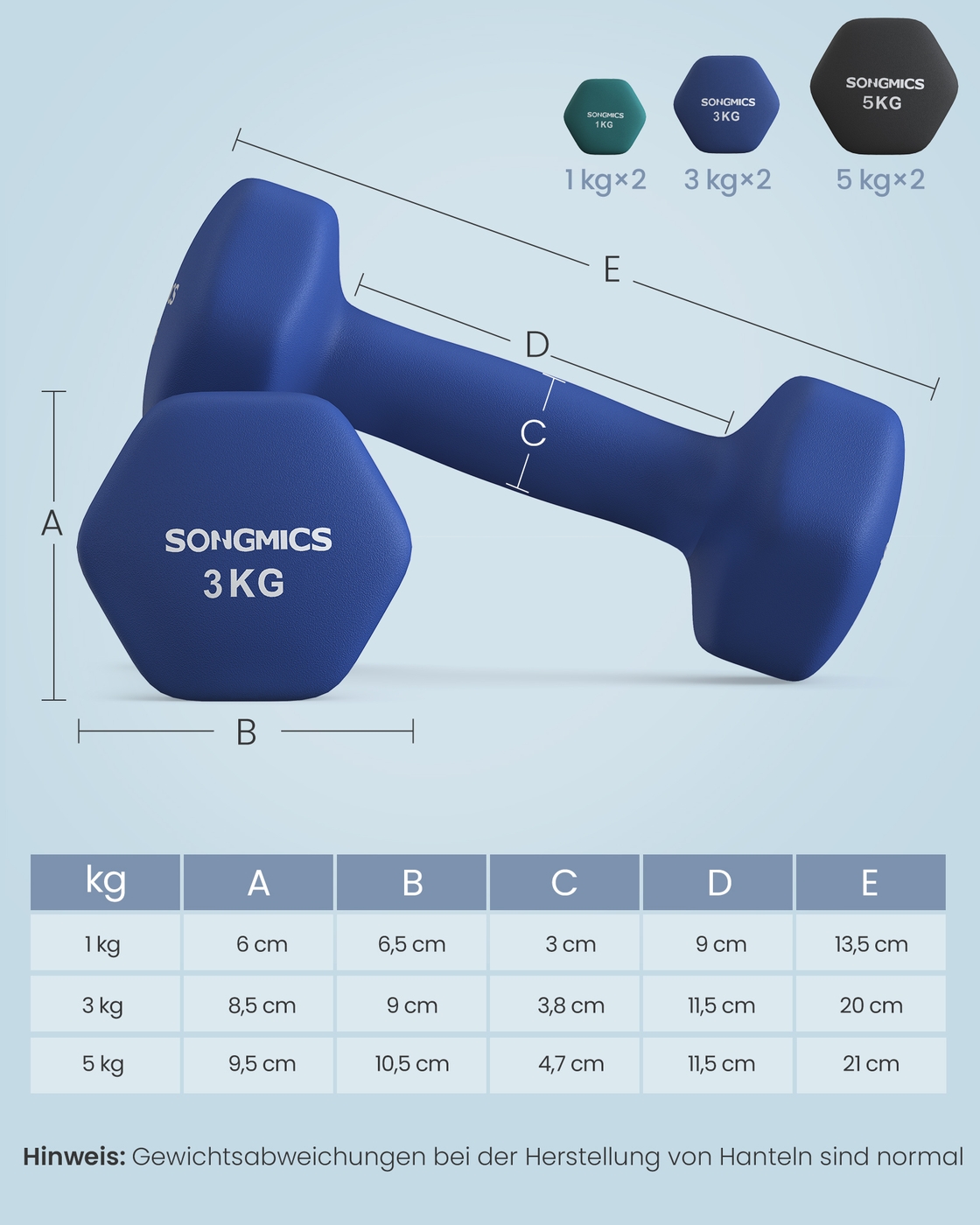 Hantelių rinkinys su stovu, 6 vnt., 2 x 1 kg, 2 x 3 kg, 2 x 5 kg, neopreno danga - Image 7