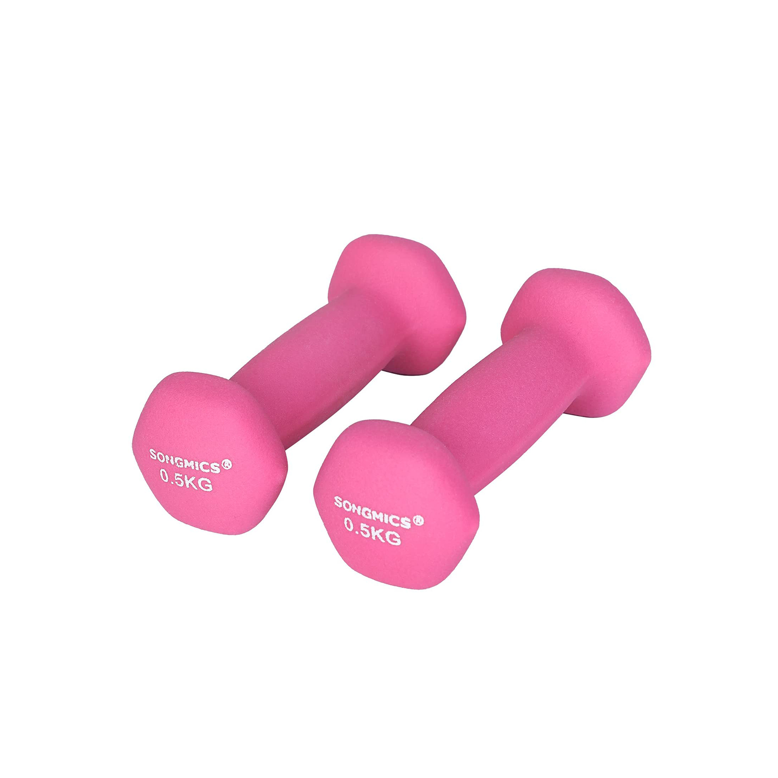 Käsipainot, 2 kpl x 0,5 kg, vinyylipinnoitettu valurauta, pinkki, 11,5 x 5 x 4,5 cm - Image 2